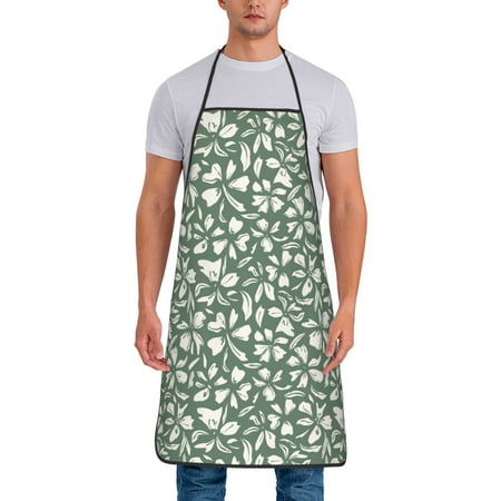 

Zeuib Flowers With Leaves Print Unisex Waterproof Aprons Cooking Aprons for Kitchen Gardening and Salon Water & Oil Resistant