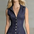 thumbnail image 7 of Women's V-Neck Short Sleeve Denim Shirt Dress with Button Front, 7 of 7