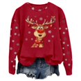 thumbnail image 4 of Merry Christmas Sweatshirts for Women 2025 Long Sleeve Crewneck Cute Reindeer Graphic Sweatshirt Pullover Tops, 4 of 5