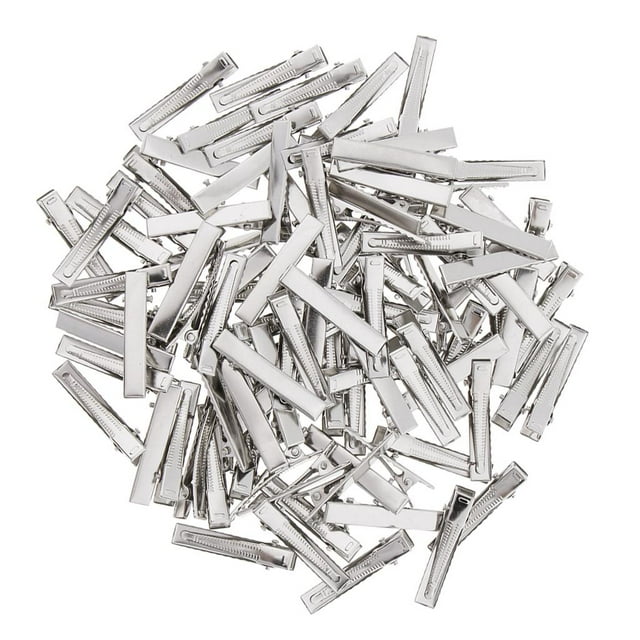 100 pinzas para el cabello con de sola punta, pinzas de bricolaje con lazo para el cabellero con , pinzas de metal, - Plata, 6x45mm Colcomx Pinzas para el cabello horquilla cuadrada