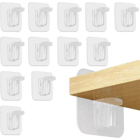 12 pcs Shelf Brackets, Self-Adhesive Shelf Brackets, Transparent Shelf Brackets, No Drilling Required, Self-Adhesive Brackets for Shelves, Cabinets, Shelves