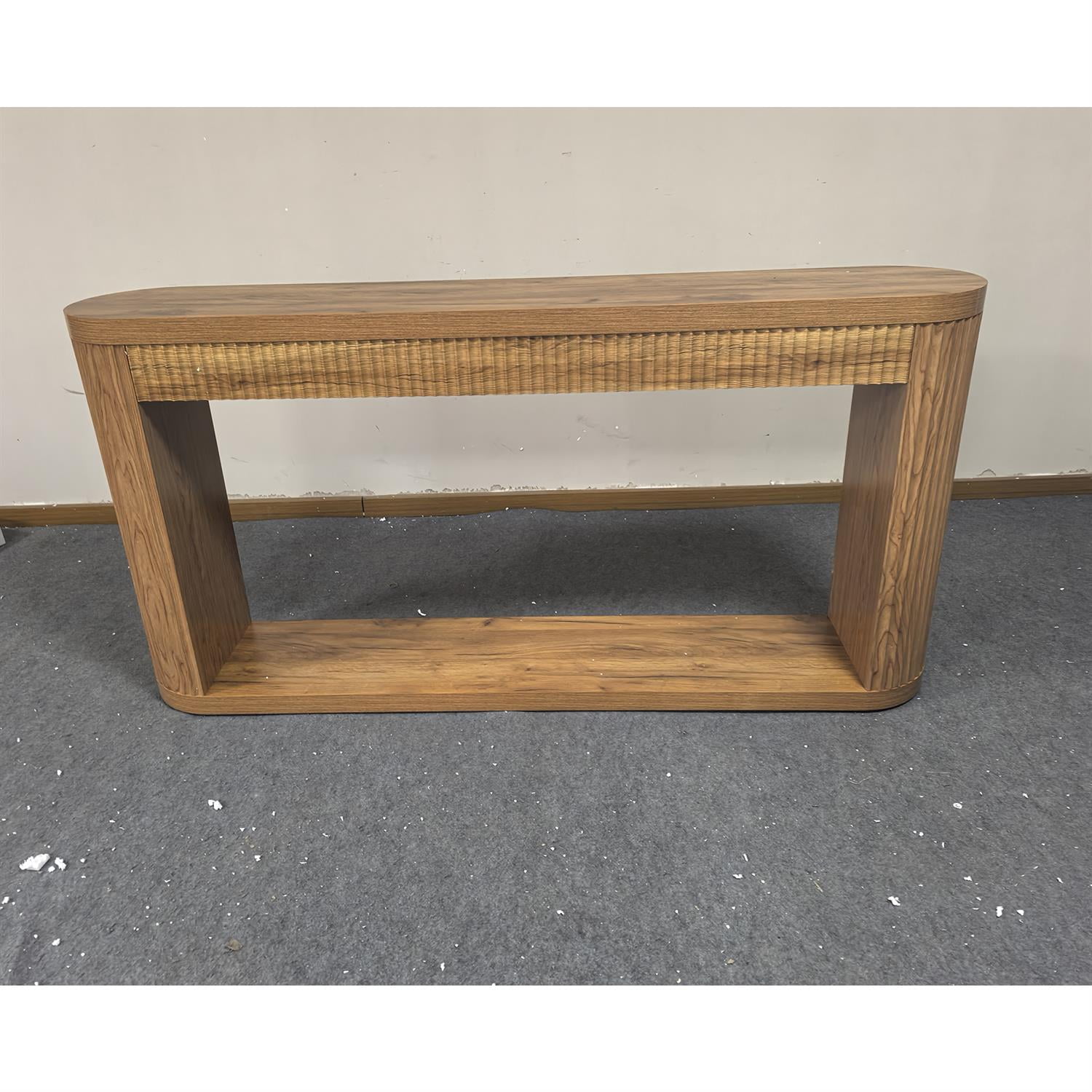 Demi Bonn 63" Farmhouse Rectangle Wood Fluted Console Table, Modern Living Room Sofa Table with Storage, Contemporary Entryway Hall Table, Foyer Display Table, Brown