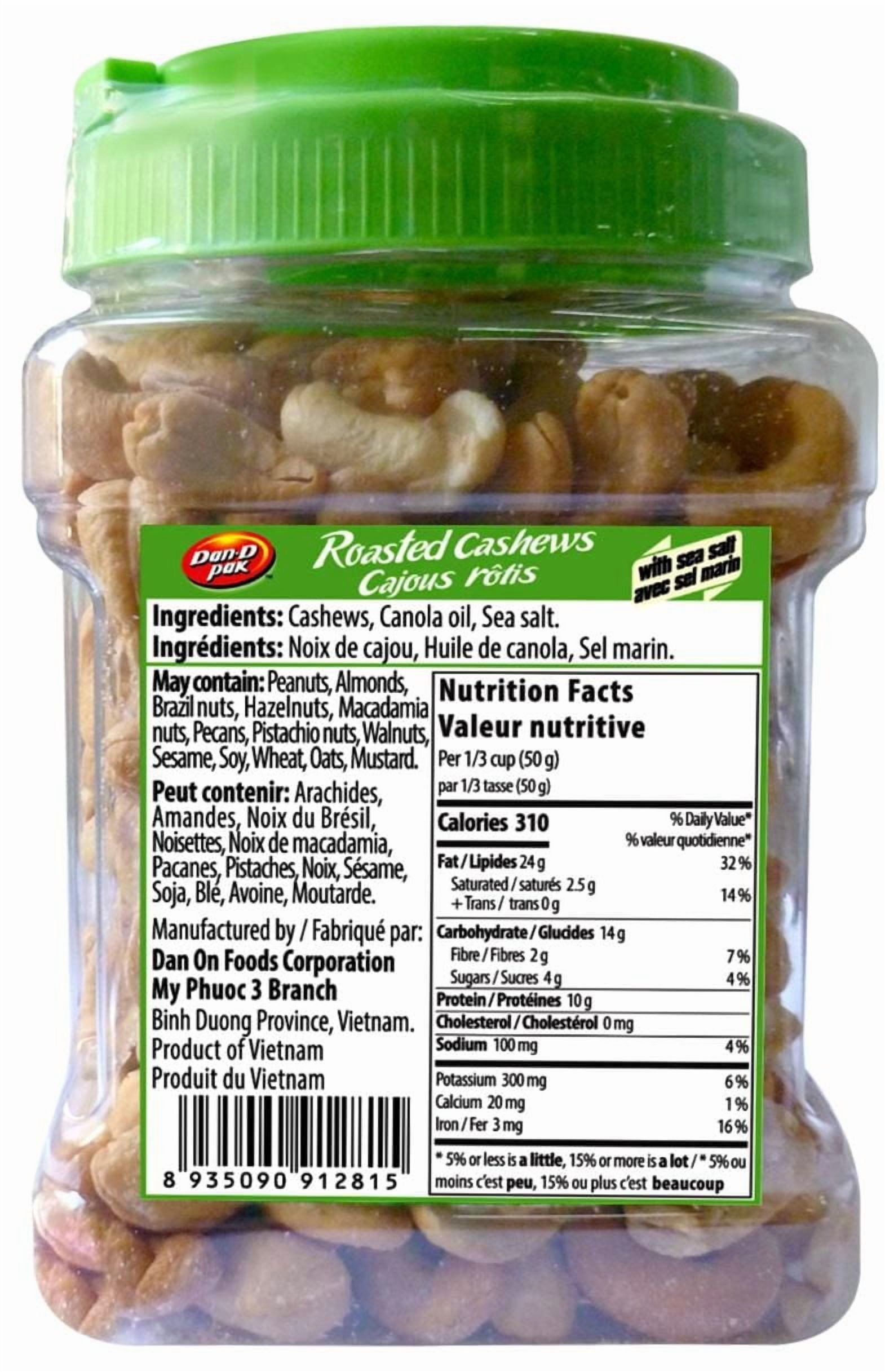 Dan D Pak Cajous rôtis avec sel marin Poids Net: 500g