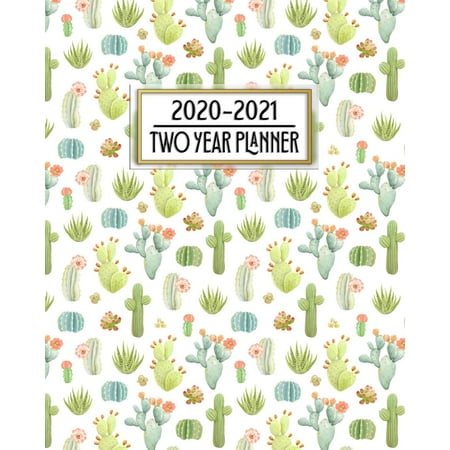 Motivational Day Planner 8x10 Simple Pretty Planner: 2020 - 2021 Two Year Planner: Pretty Watercolor Cactus Daily Weekly Monthly 2020-2021 Planner Organizer. Nifty Two Year Motivational Agenda Schedule with Vision Board, Habi ()