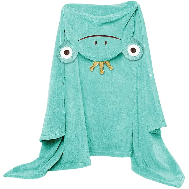 Toalla de baño con capucha para niños de rana, forro polar de coral, ultrasuave, cian oso de fresa vestir
