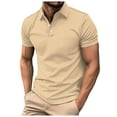 thumbnail image 2 of Men Polo T Shirts Short Sleeve Button Down Polo Tees Basic Khaki Men's Clothing, 2 of 6