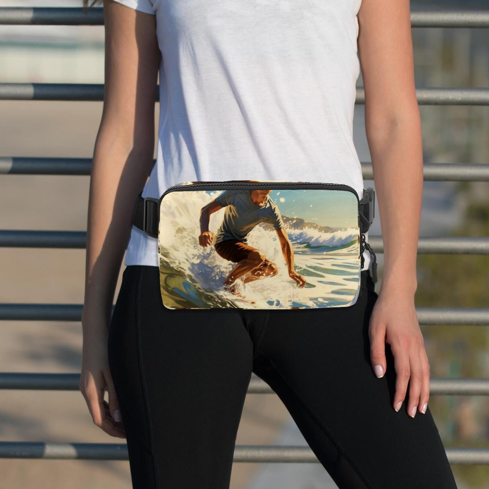 Surfing Lightweight Running Belt Waist Bag with Extension Strap and Money Belt - Unisex