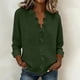 thumbnail image 1 of Craaazy Women's Relaxed Fit V Neck Blouse, Solid Color Long Sleeve Ruffle Accent Top, Loose Comfy Cotton Linen Tee for Work & Daily Wear Gifts, 1 of 6