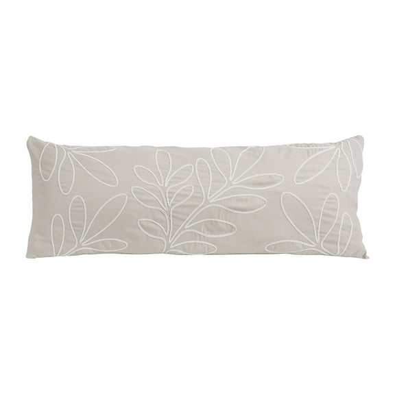 Sweet Jojo Designs Botanical Leaf Linen Taupe and Ivory Body Pillow Cover Case 54x20 (Pillow Not Included)