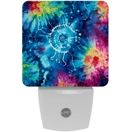 

Tie-dye LED Square Night Lights - Energy Efficient & Elegant Decorative Lighting for Your Home - Set of 2 Understated Square LED Nightlights