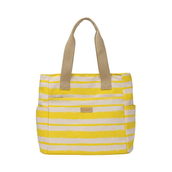Osdhezcn All-matching Canvas Tote Bag for Girl Large Capacity Shoulder Bag Stripe Handbag