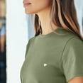 thumbnail image 5 of Dalix Lil Heart Cropped Tee Lightweight High Waisted Short Sleeve Summer Shirt Womens in Artichoke L Large, 5 of 5