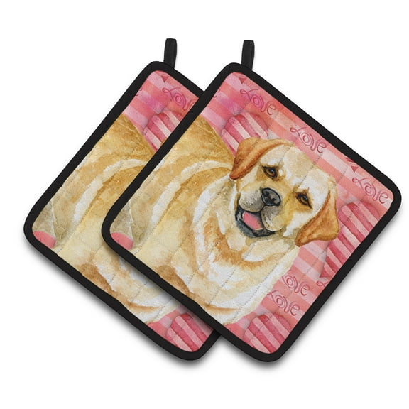 Caroline's Treasures Golden Retriever Love Pair of Pot Holders
