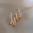 thumbnail image 4 of 1 Pair Ear Studs Irregular U Shape Jewelry Shinng Rhinestones Stud Earrings for Party Wedding Banquet Prom, 4 of 8
