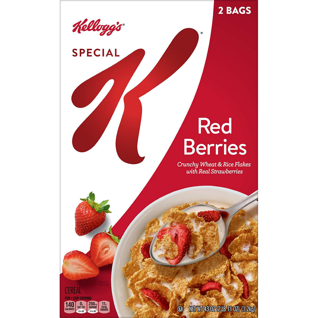 Kelloggs Special K With Red Berries Flavored Cereal, 43 oz Net Quantity.