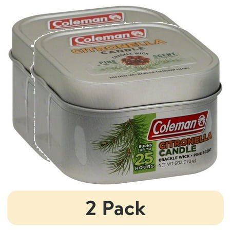 (2 pack) Coleman Repellents Pine Citronella Candle, 6 oz., Silver