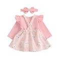 thumbnail image 3 of Okbabeha  Baby Girl Easter Clothes Long Sleeve Romper Bunny Print Overall Skirt Dress Cute Newborn Outfit, 3 of 7