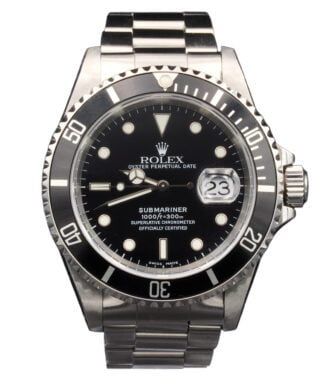 Pre-Owned Mens Rolex Stainless Steel Submariner Watch Black Dial 16610