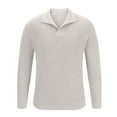 thumbnail image 4 of Lovskoo Men's Sweaters Pullover Stand Collar Elastic Solid Color Knit Tops Long Sleeve Sweater White, 4 of 5