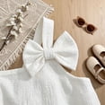 thumbnail image 5 of CUZIBR Toddler Baby Girls Sleeveless Bow Strap Dress Solid Color Square Collar Sleeveless Ruffled Tiered Party A-Line Dresses Summer Breathable Fashionable Swing Boho Beach Sundress,White,4-5 Years, 5 of 6