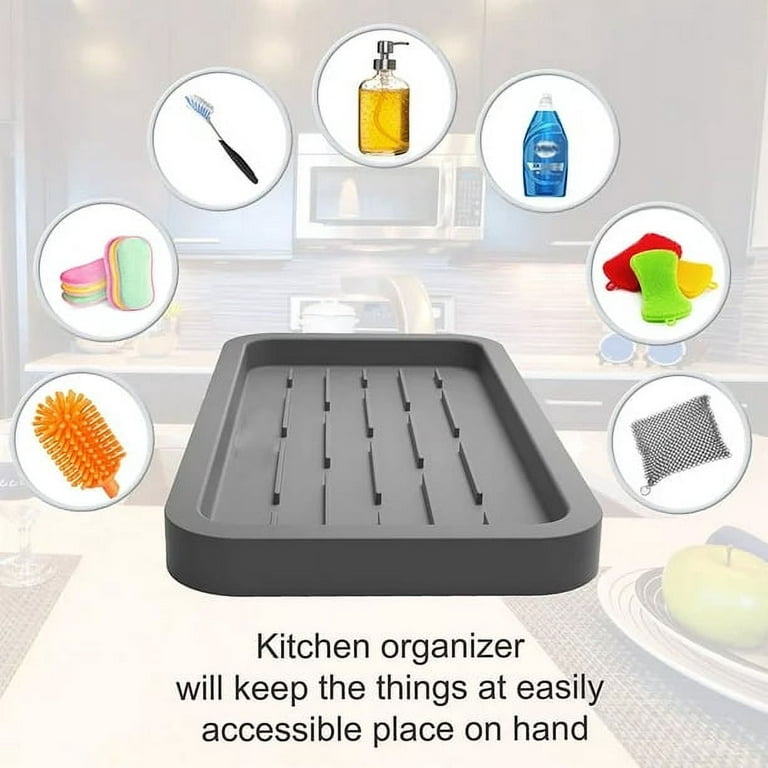 Zendure Sponges Holder - Kitchen Sink Organizer Silicone Tray for