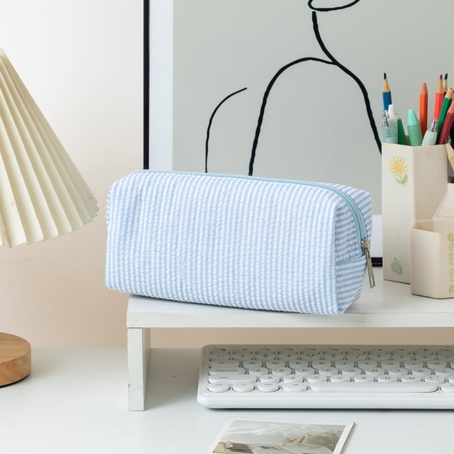 Stripe Pen Bag Large Capacity Organizer for School and Supplies – Durable Polyester Crafting Accessory for Writing Tools Stationery and Desk Organization