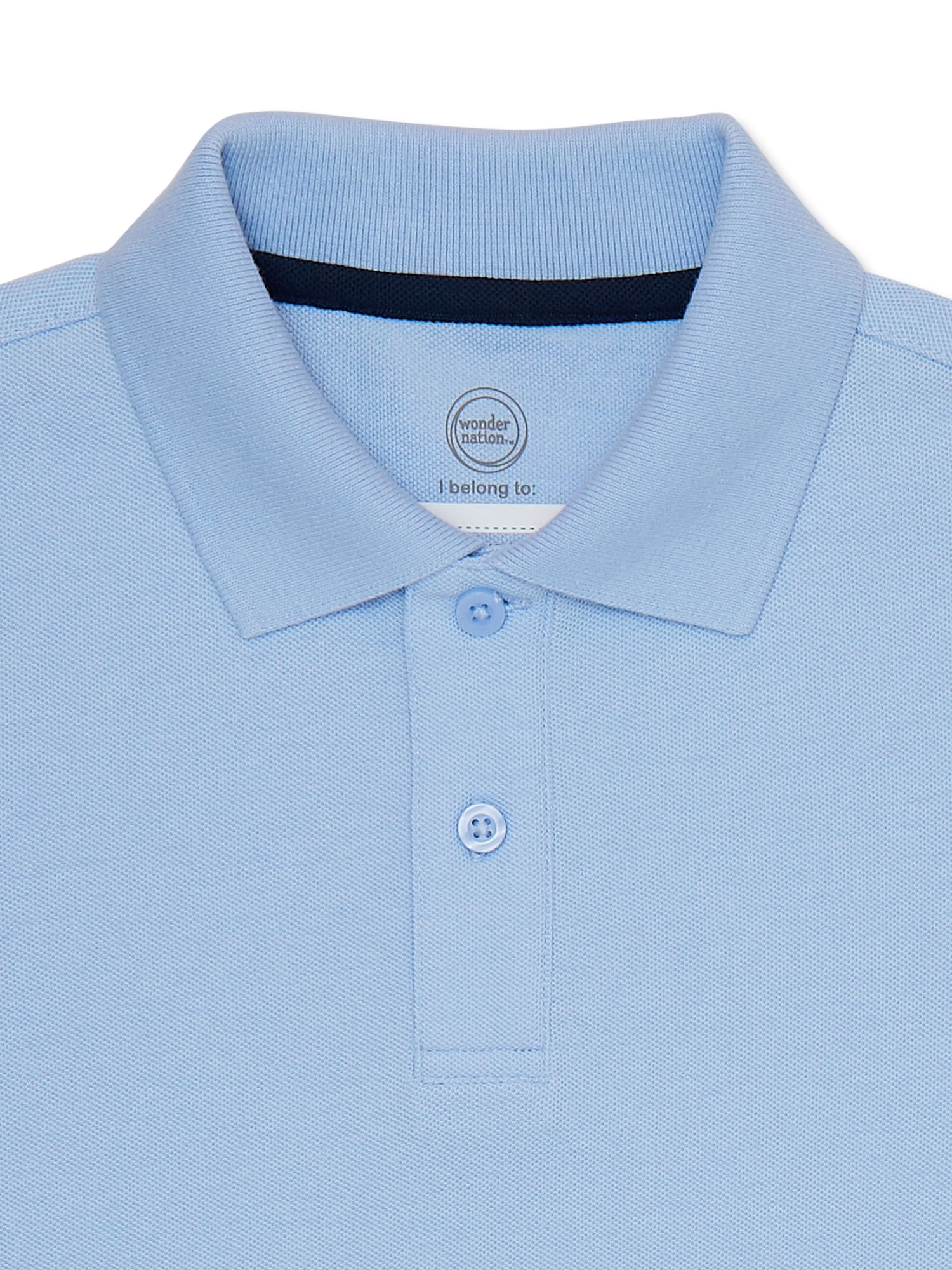 Wonder Nation Boys School Uniform Pique Polo Shirts with Short Sleeves, 2-Pack, Sizes 4-18 & Husky