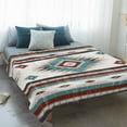 thumbnail image 4 of Turquoise Red Boho Blanket Soft Cozy Warm Throw Blanket for Couch, Plush Fuzzy Flannel Fleece Blankets for Sofa, Southwestern Ethnic Aztec Retro Geometric Bed Blankets Gifts for Men, 50"x60", 4 of 9