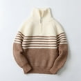 thumbnail image 3 of GYRATEDREAM Girl's Ruffle Neck Sweaters Kids Long Sleeve Drop Shoulder Pullover Cable Knit Chunky Contrast Sweater Tops for 8-9Y Multi-color, 3 of 9