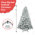 thumbnail image 2 of Tcbosik Snow Flocked Christmas Tree, 7ft Hinged Unlit Artificial Xmas Tree with 36 Pine Cones and 888 Branch Tips, Indoor Holiday Decoration with Metal Stand, Green & White, 2 of 9