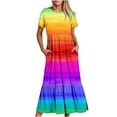 thumbnail image 2 of Nrmvnmi Women's Summer Casual Tie Dye Short Sleeve Crewneck Dress Casual Flowy Tiered Maxi Beach Dress With Pockets Multicolor-2XL, 2 of 7
