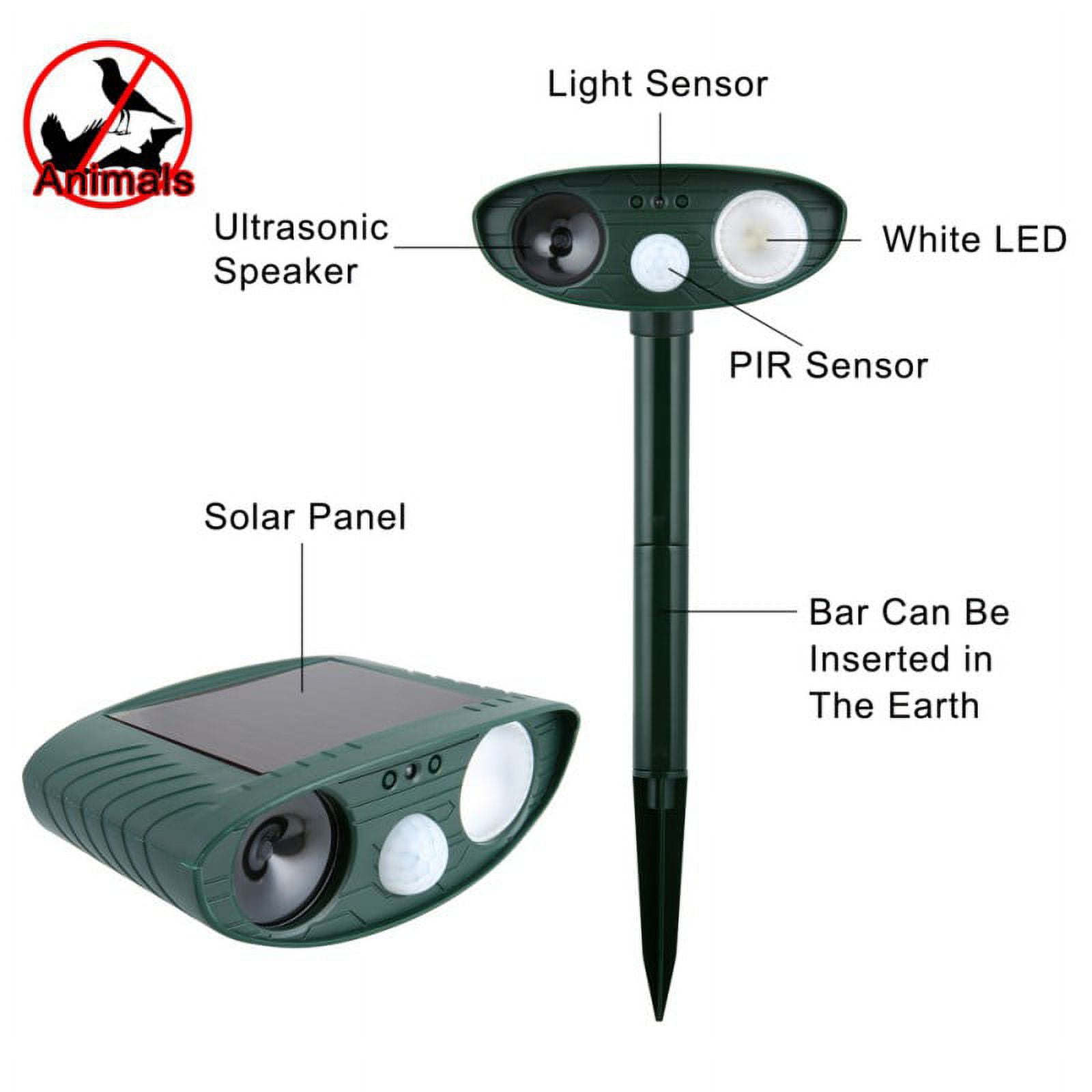 Solar Rabbit Repellent Cat Repellent Pest Repellent Deterrent Scarer Outdoor Waterproof with Powerful Flashing Light