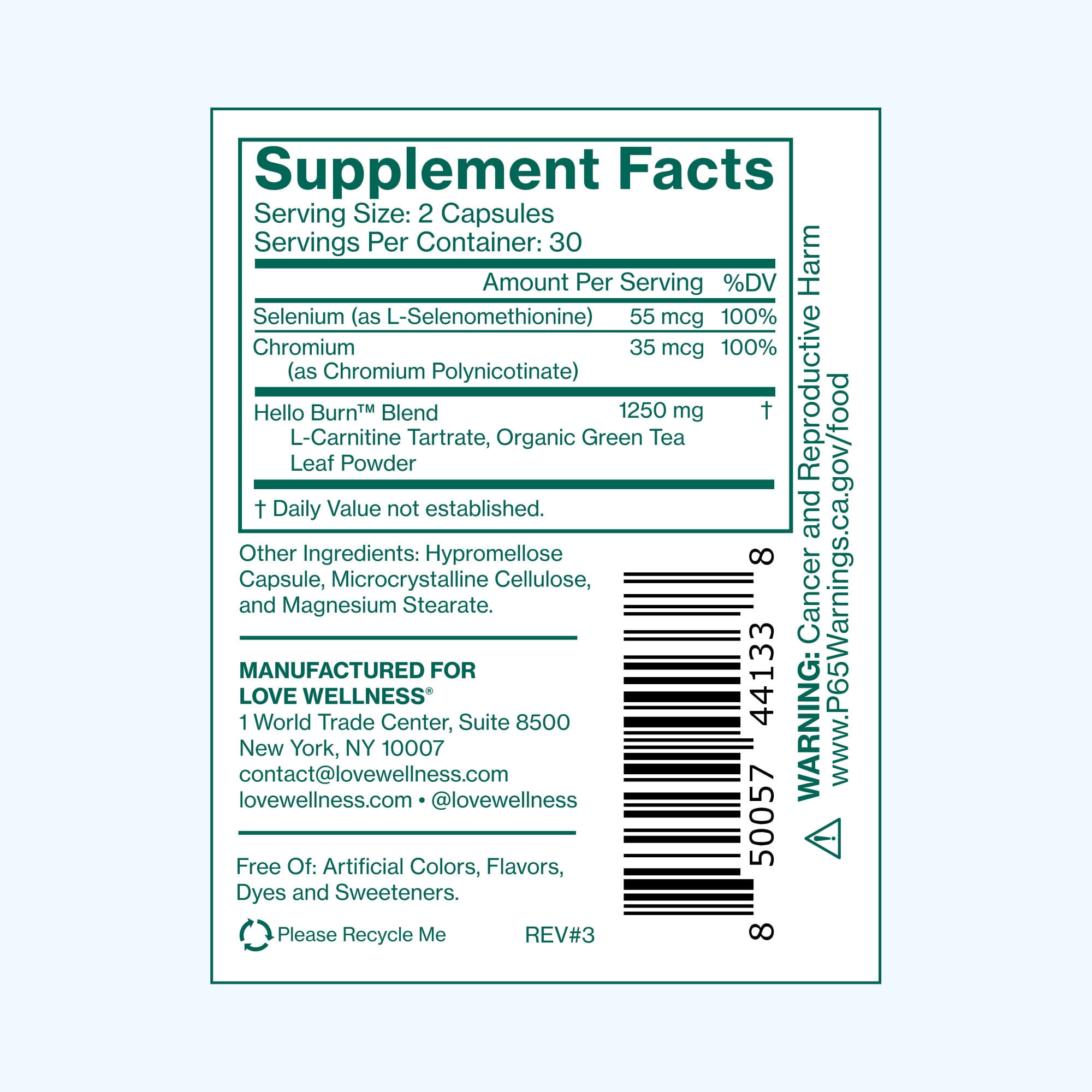 Love Wellness Hello Burn Balance, Blood Sugar Support & Promotes Healthy Eating Habits, 60 Count