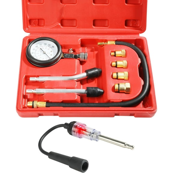 Automotive Compression Tester Kit,Engine Compression Tester Kit,Car Accessories,Spark Plug Tester and Coil Tester Petrol 0-20 Bar & 0-300 psi,Suitable for Any Engine with Spark Plug