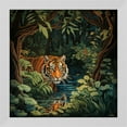 thumbnail image 2 of TEXTZEN 20x20 White Modern Wood Framed Wall Art Titled - Tiger on the Prowl, 2 of 6