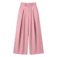 thumbnail image 4 of Achuyrbd Women's High Waisted Wide Leg Pants Button Front with Pockets Solid Color Business Casual Office Trousers Professional Work Wear, S-2XL, 4 of 6
