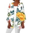 thumbnail image 2 of Ftwytp Womens Open Front Cardigan Lightweight Retro Print Cardigans 3/4 Sleeve Blouse Tops Coat Casual Duster Jackets, 2 of 5
