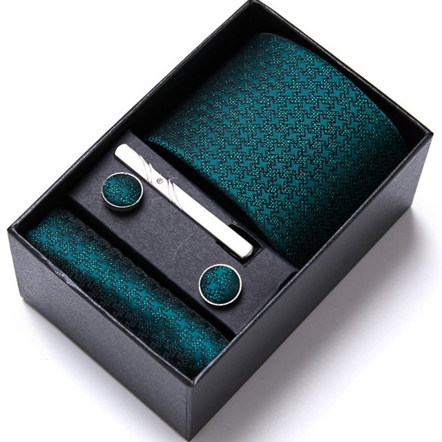 Conjunto de corbata para hombre,Conjunto de corbata para hombre Corbata de poliéster para hombre con clip y gemelos muy recomendado