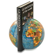 Angle View: Kalifano Marine Blue 6-in. Gemstone Globe Bookends