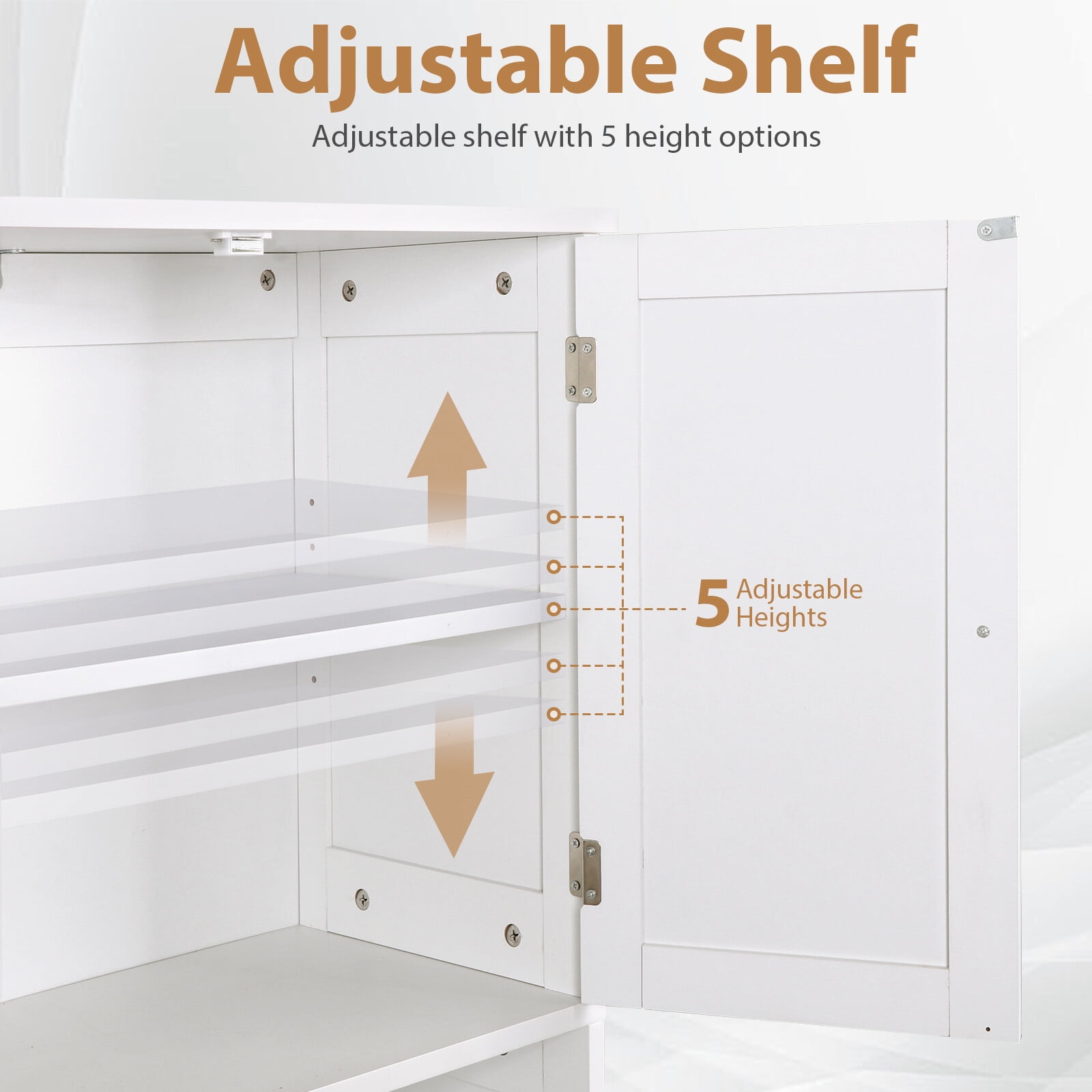 ZENY Bathroom Freestanding Floor Storage Cabinet Storage Unit with 2 Drawers and 2 Doors Adjustable Inner Shelf, White