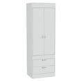 Lisboa Double Door Armoire with Rod and Drawers Ample White Closet