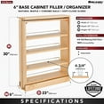 thumbnail image 4 of Rev-A-Shelf 432-BFBBSC-6C 6" Base Filler Soft Close Pull Organizer, Maple, 4 of 11