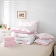 thumbnail image 6 of jejeloiu Ribbon Bow Tie Twin Bedding Sets 7-Piece,Stars Bowknot Print Bedding Comforter Set,Pink White Sheet Sets,Lightweight Room Decorative Reversible, 6 of 8