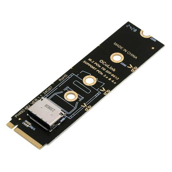 JSER 2280 PCI-E4.0 M.2 M-key to Oculink SFF-8612 SFF-8611 Vertical Host Adapter for NVME U.2 SSD eGPU