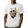 thumbnail image 6 of Skull Bee Men's T Shirts Funny Abstract T-Shirt for Men Crew Neck Tees Cotton Tops, White, 3XL, 6 of 7