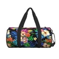 thumbnail image 3 of Rocae Colorful Flowers Print Round Travel Duffel Bag and Fitness Bag, Women's Waterproof Weekend Tote, Men's Travel and Fitness Essentials, 3 of 8