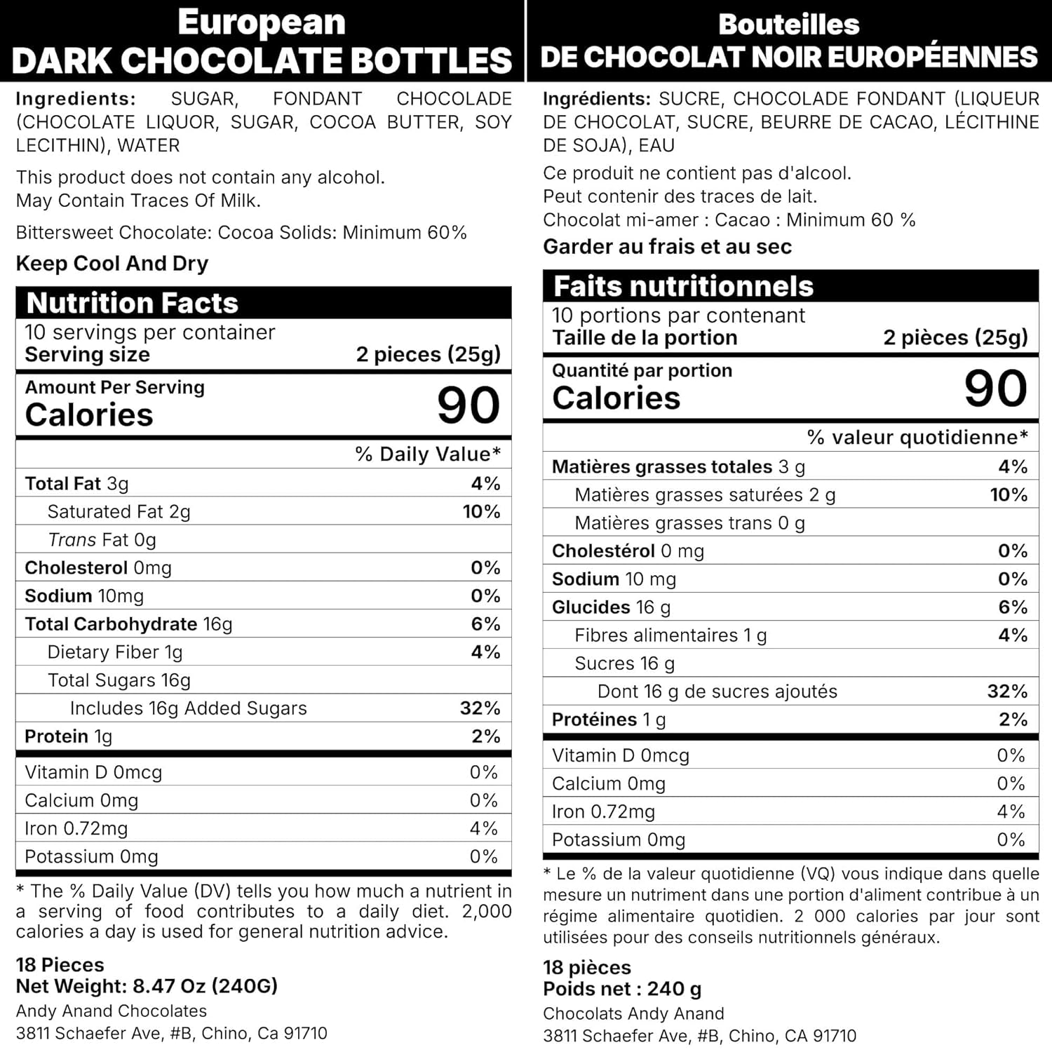 Andy Anand European Beer Flavored Dark Chocolate, Non alcoholic, Assortment Of Premium Selection, 18 Count