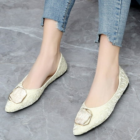 

Spring And Summer Fashion Women Casual Shoes Cloth Shallow Mouth Flat Pointed Toe Low Heel