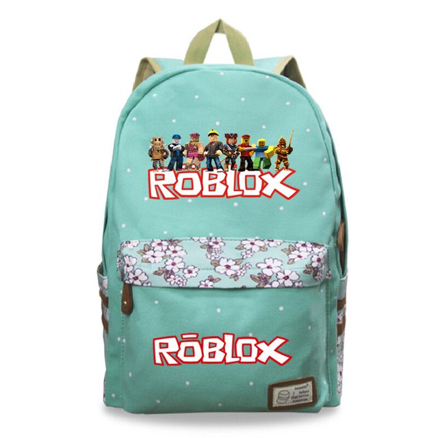 Roblox-mochila con estampado de dibujos animados circundantes para niños, mochila Floral para Campus, mochila escolar con cremallera de gran capacidad, 4