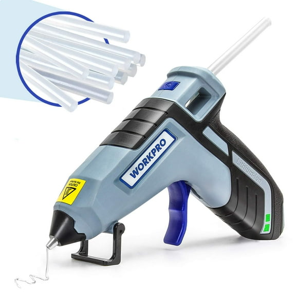 WORKPRO Cordless Hot Glue Gun, Fast Preheating Glue Gun Kit with 20 Pcs